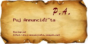 Puj Annunciáta névjegykártya
